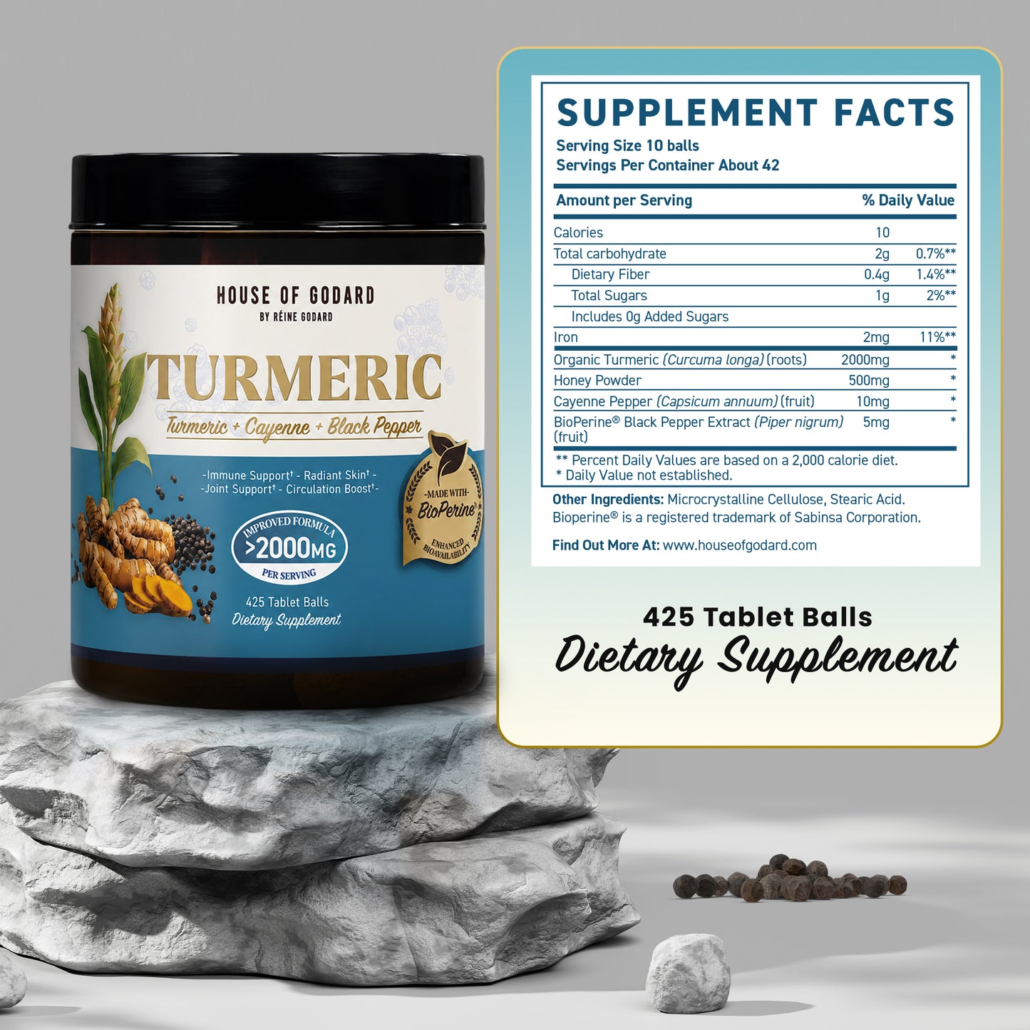 (2-Pack Bundle) BioPerine® Turmeric Curcumin Balls 850 Tablet Balls/ 90-Day Supply