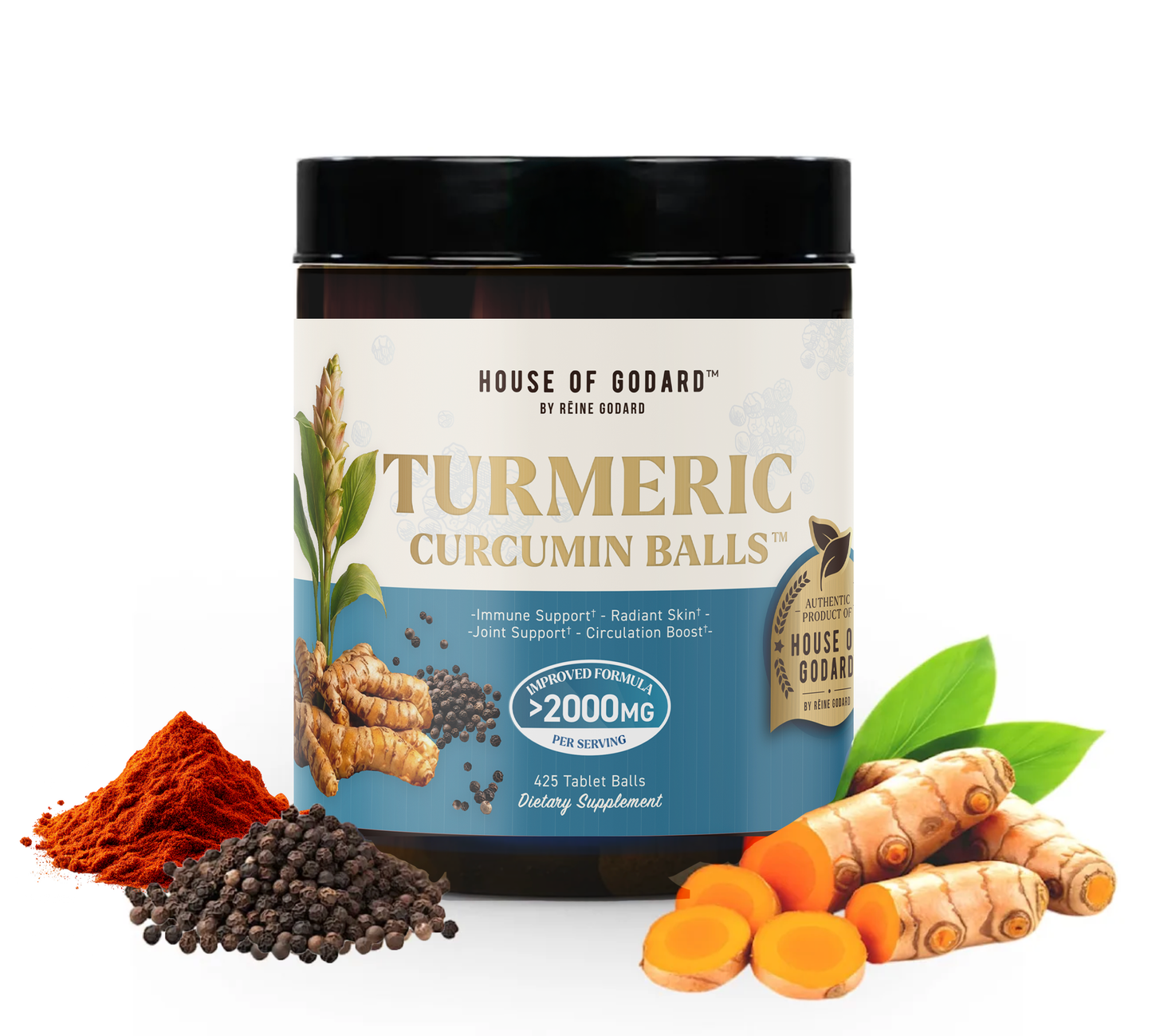 Rēine Godard's Exclusive Organic Turmeric Curcumin Balls + BLACK PEPPER