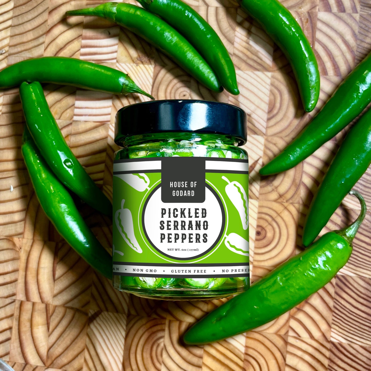 Gourmet Pickled Serrano Peppers