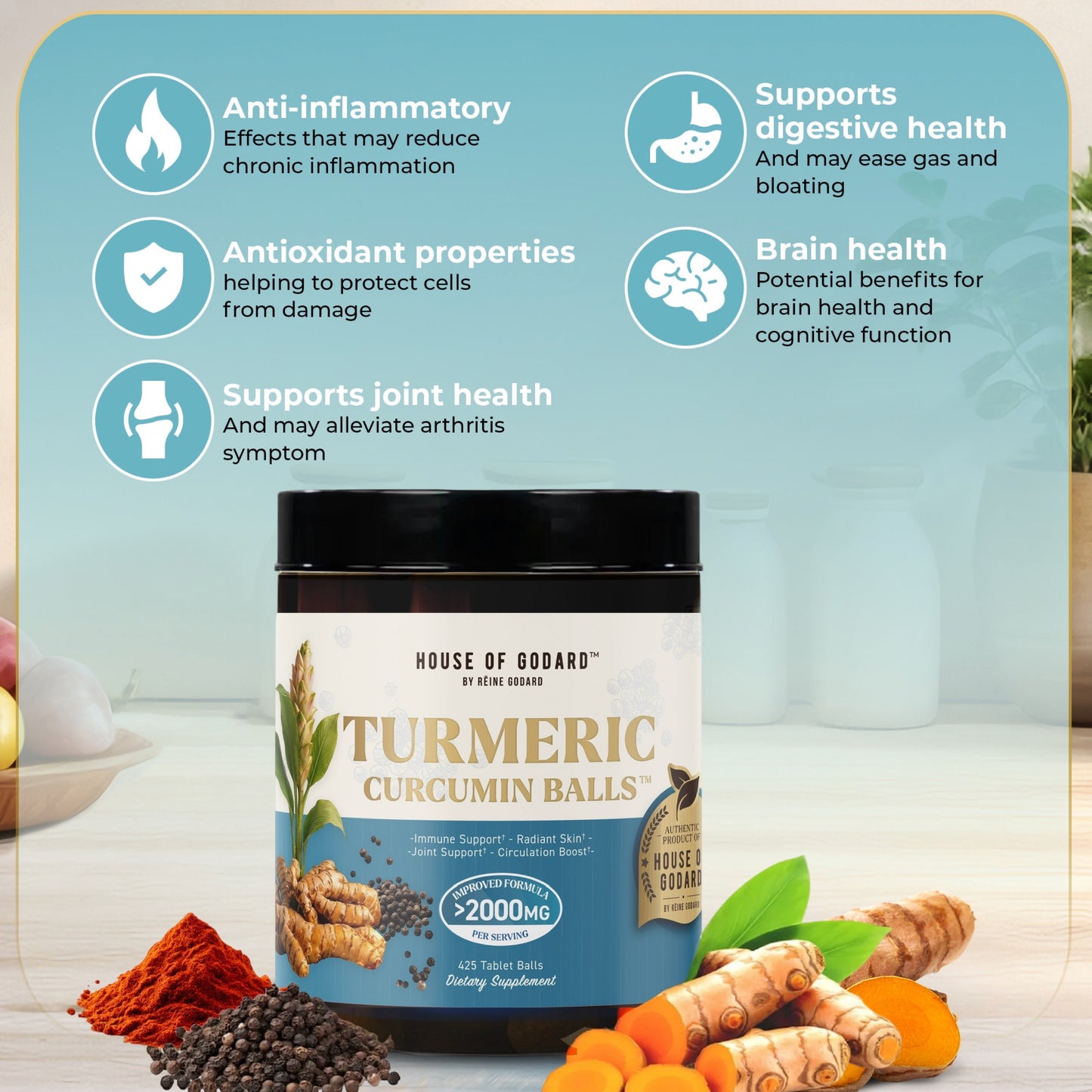 Rēine Godard's Exclusive Organic Turmeric Curcumin Balls + Black Pepper + Cayenne