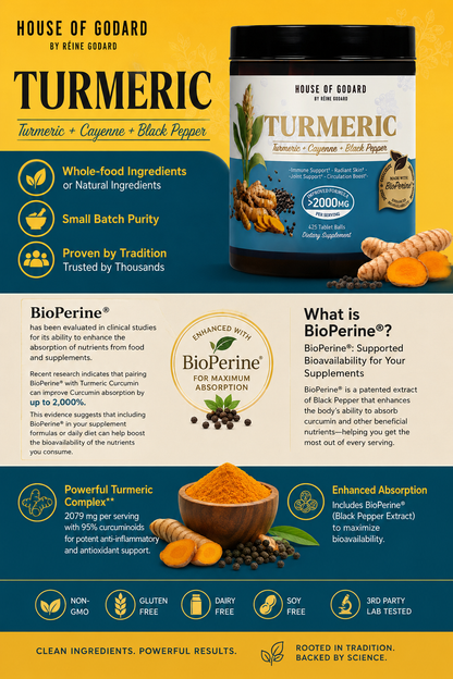 Rēine Godard's Exclusive Organic (BLACK PEPPER) Turmeric Curcumin Balls